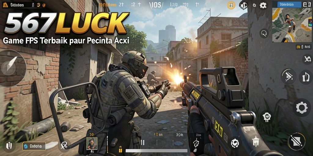 Screenshot gameplay <strong>567LUCK</strong> menampilkan aksi seru dalam pertempuran FPS.