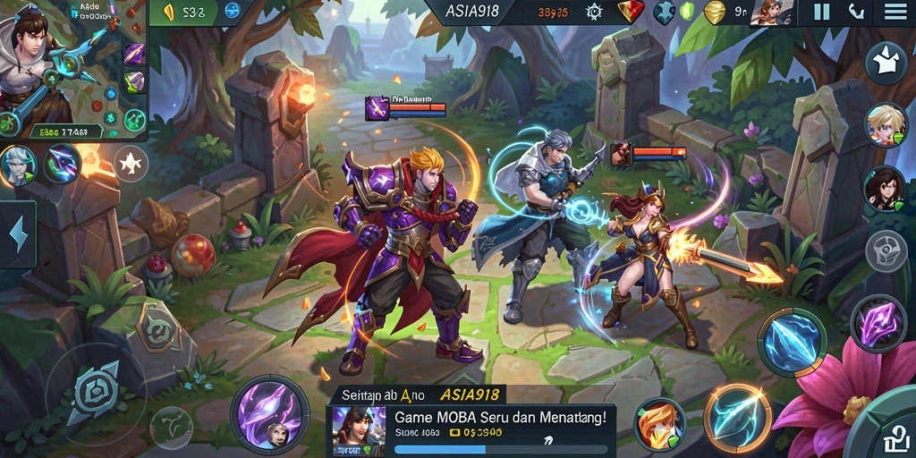 Tampilan gameplay ASIA918 yang menegangkan dan seru saat bertarung.