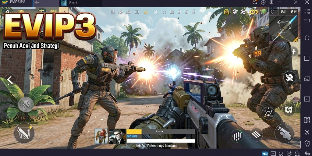 Tampilan gameplay EVIP3 yang menegangkan saat pertempuran TPS.