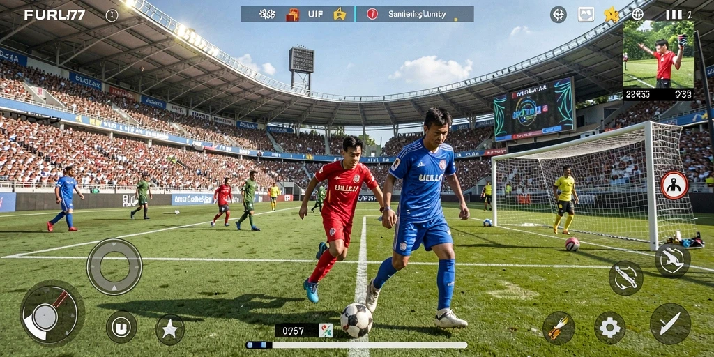 Tampilan gameplay mendebarkan dari FURLA77 dalam aksi olahraga.