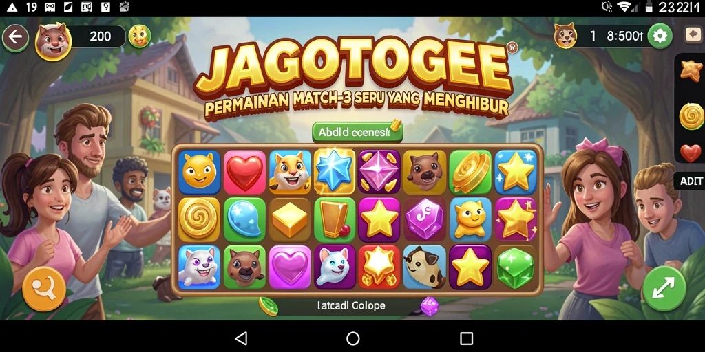 Screenshot utama JAGOTOGEL menampilkan gameplay Match-3 yang seru dan menantang.