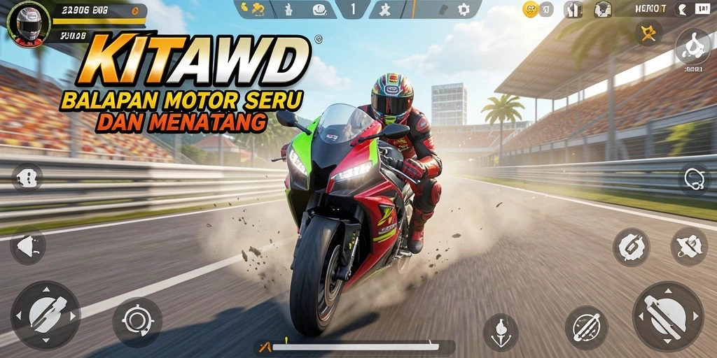 Tampilan seru dari gameplay balap motor di KITAWD.
