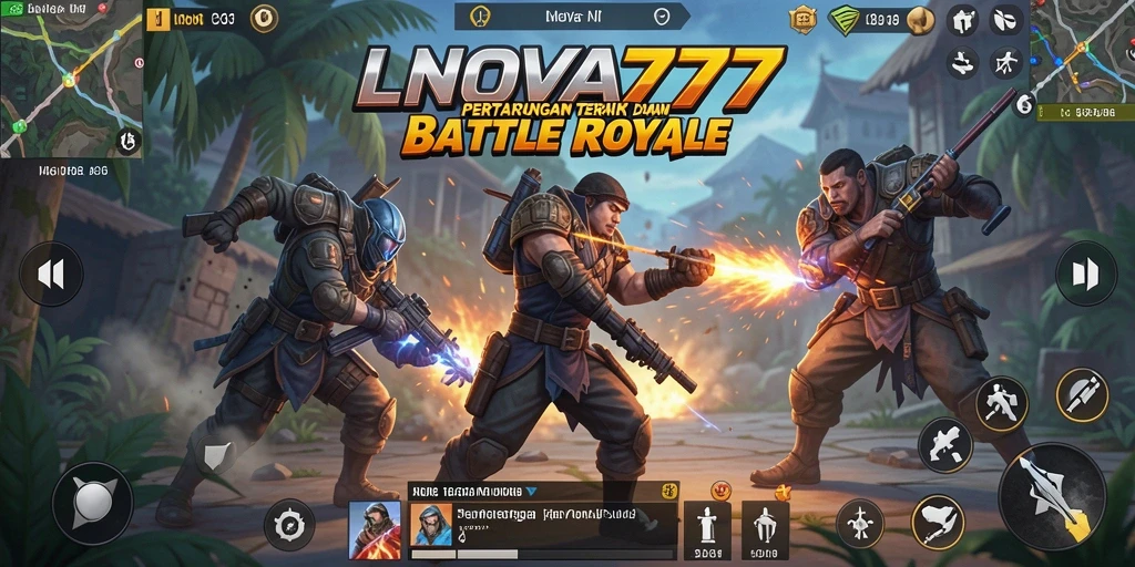 Gameplay LNOVA777 yang penuh aksi di arena Battle Royale.