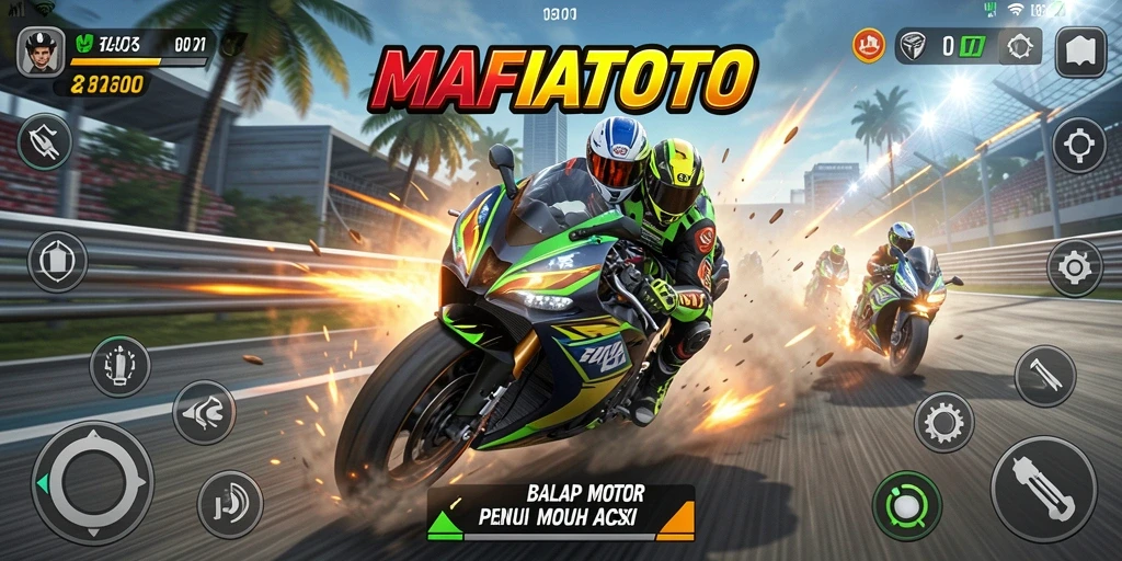 Tampilan gameplay MAFIATOTO yang mendebarkan saat balapan motor.