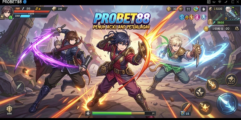 Tampilan gameplay PROBET88 menampilkan aksi karakter Anime yang seru.